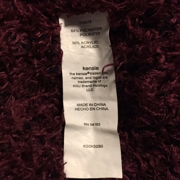 Kensie eyelash open long sl cardigan plum/black also have wheat color - Picture 7 of 10